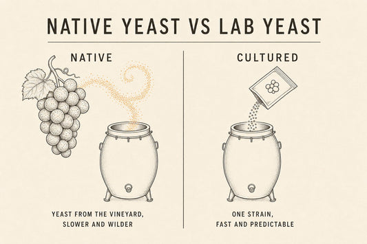 Infographic: native yeast versus cultured lab yeast fermentation
