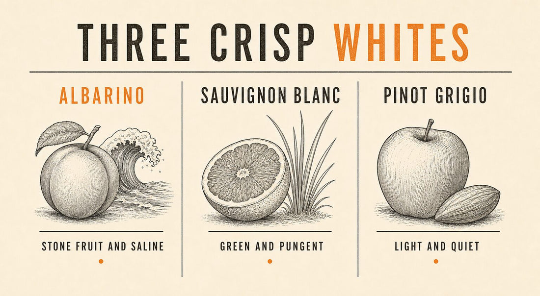 Infographic: Albarino vs sauvignon blanc vs pinot grigio flavor comparison