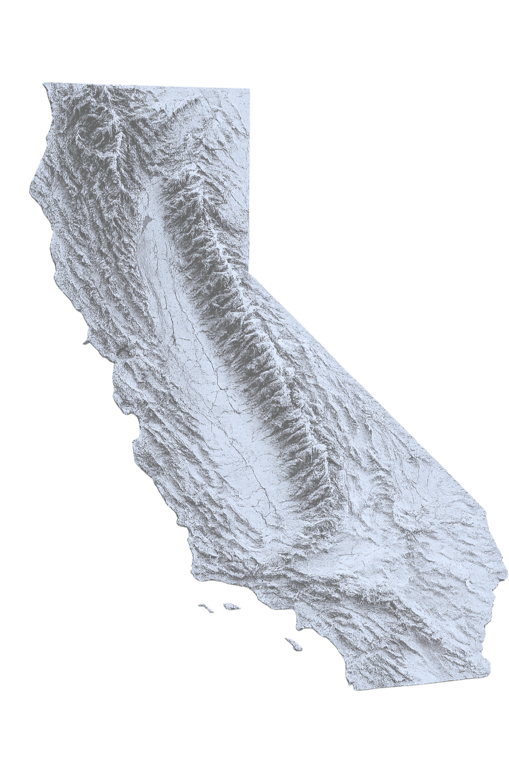 Topographic map of California
