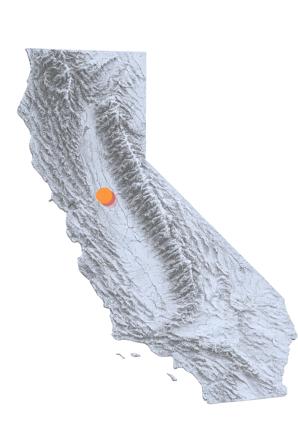 Map of California with Lodi vineyard marked